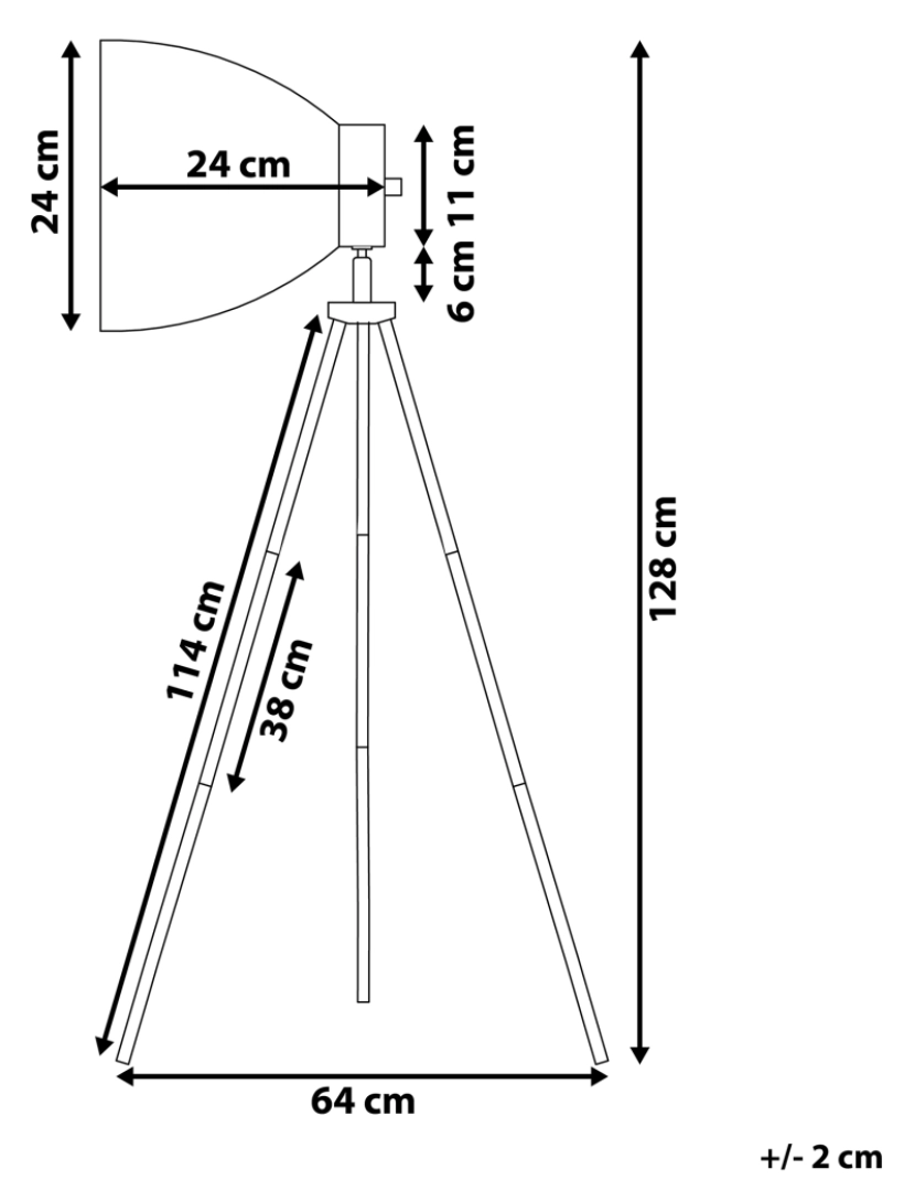 Beliani - Candeeiro de pé preto 128 cm TAMEGA