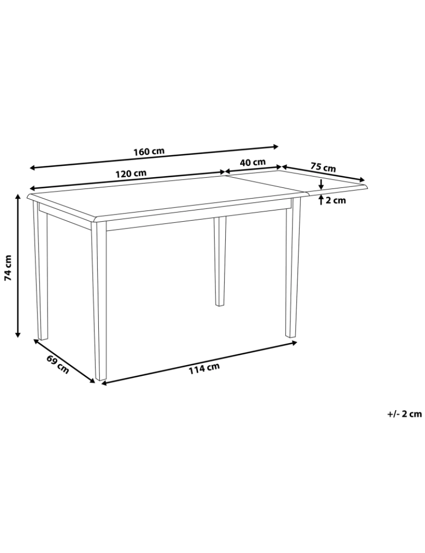 imagem de Mesa de jantar extensível em madeira clara e branca 120/160 x 75 cm LOUISIANA1