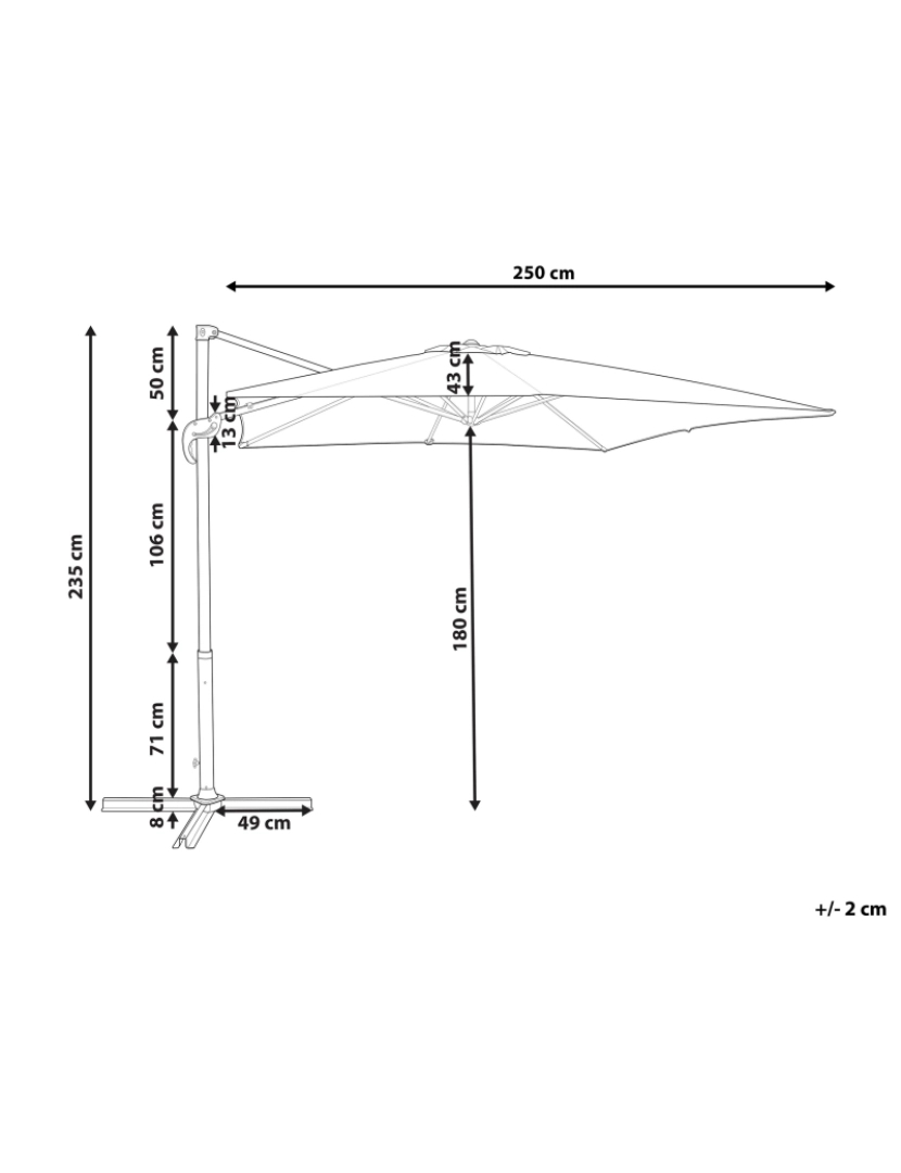 Beliani - Guarda-sol de aço 250 x 250 x 235 cm cinzento escuro MONZA