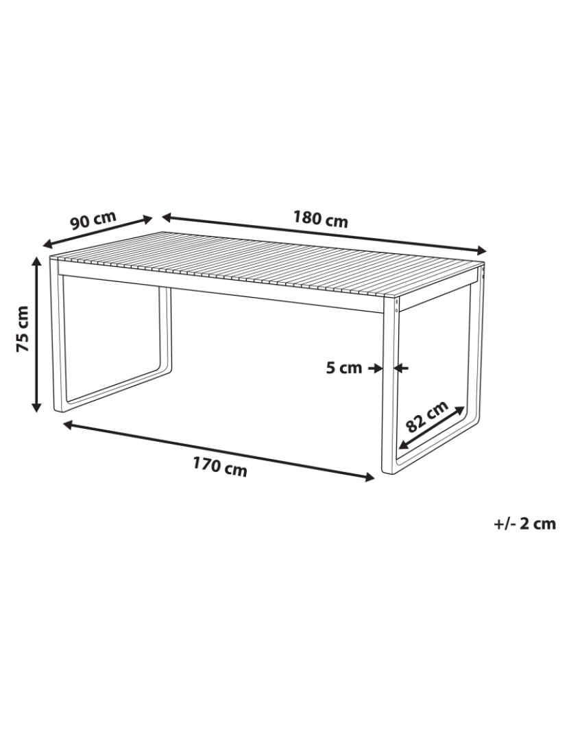 Beliani - Mesa de jardim 180 x 90 cm Madeira maciça Castanho claro SASSARI