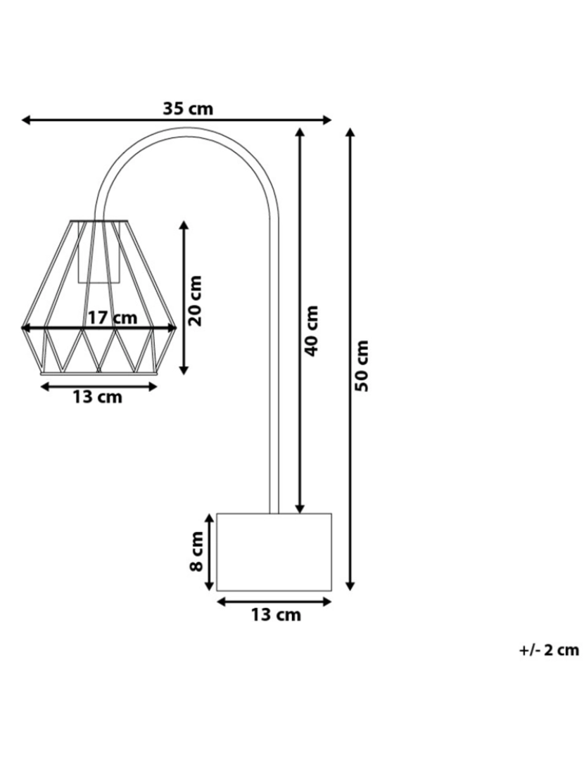 Beliani - Candeeiro de mesa branco e cor de bronze 50 cm MOONI