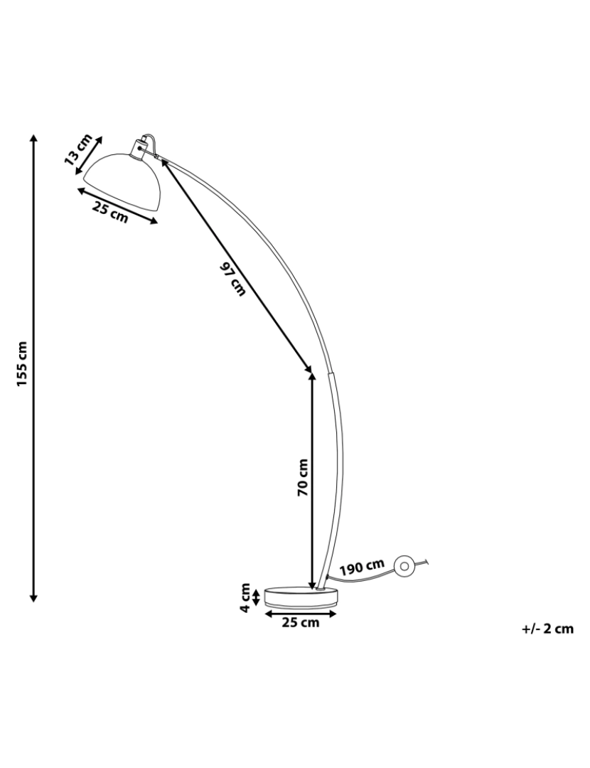 imagem de Candeeiro de pé curvo 155 cm preto DINTEL1