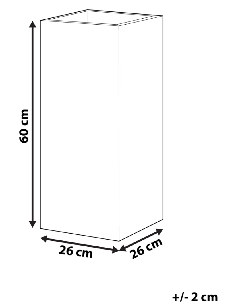 imagem de Vaso para plantas em fibra de argila preta 26 x 26 x 60 cm DION1