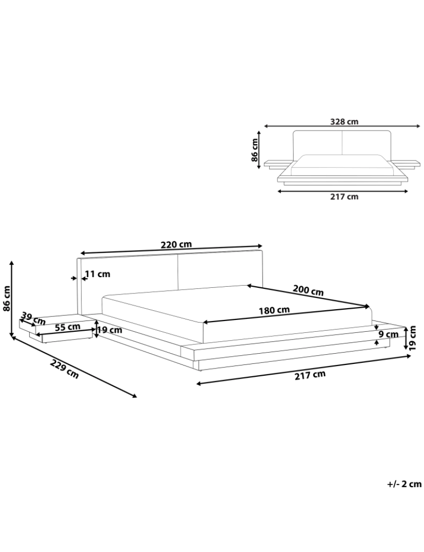 Beliani - Cama de casal em madeira branca 180 x 200 cm ZEN