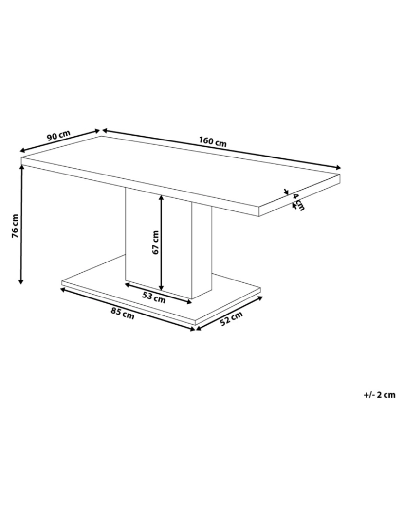 Beliani - Mesa de jantar em MDF efeito de betão 160 x 90 cm cinzento e metal PASADENA