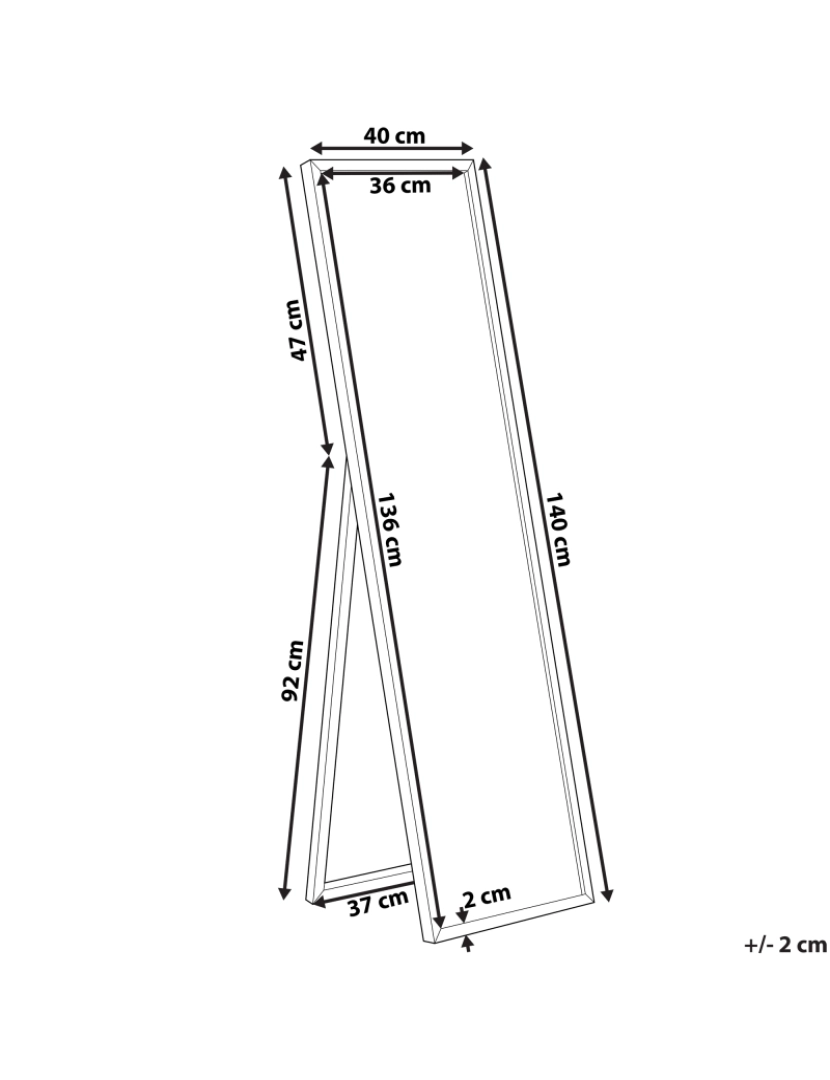 Beliani - Espelho de pé com moldura preta 40 x 140 cm TORCY