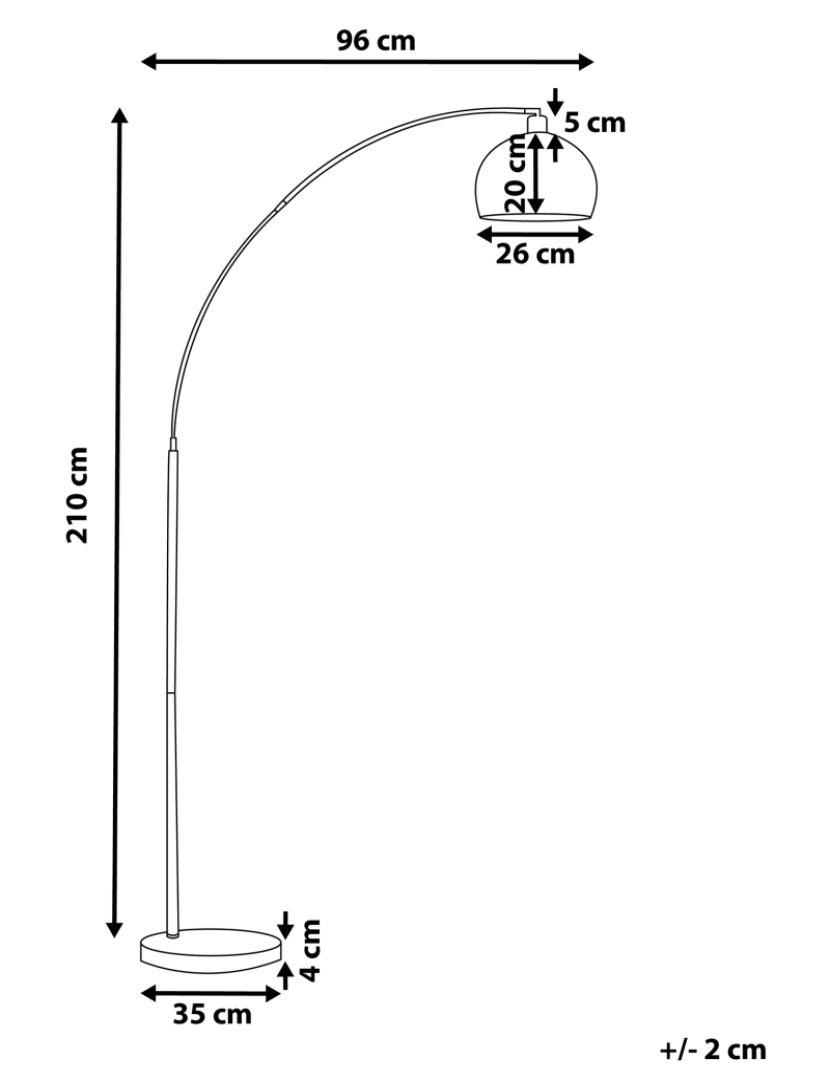 Beliani - Candeeiro de pé dourado 210 cm PAROO