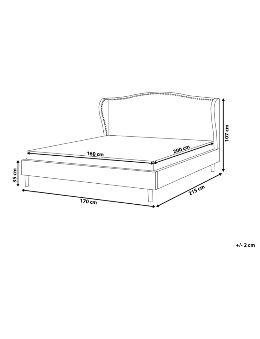 Beliani - Cama de casal em tecido preto 160 x 200 cm COLMAR