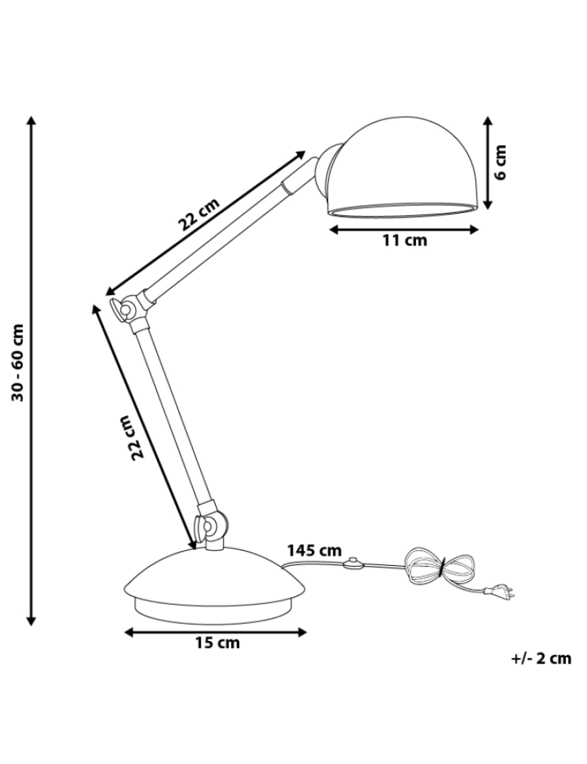 Beliani - Candeeiro de mesa articulável em metal branco 60 cm HELMAND