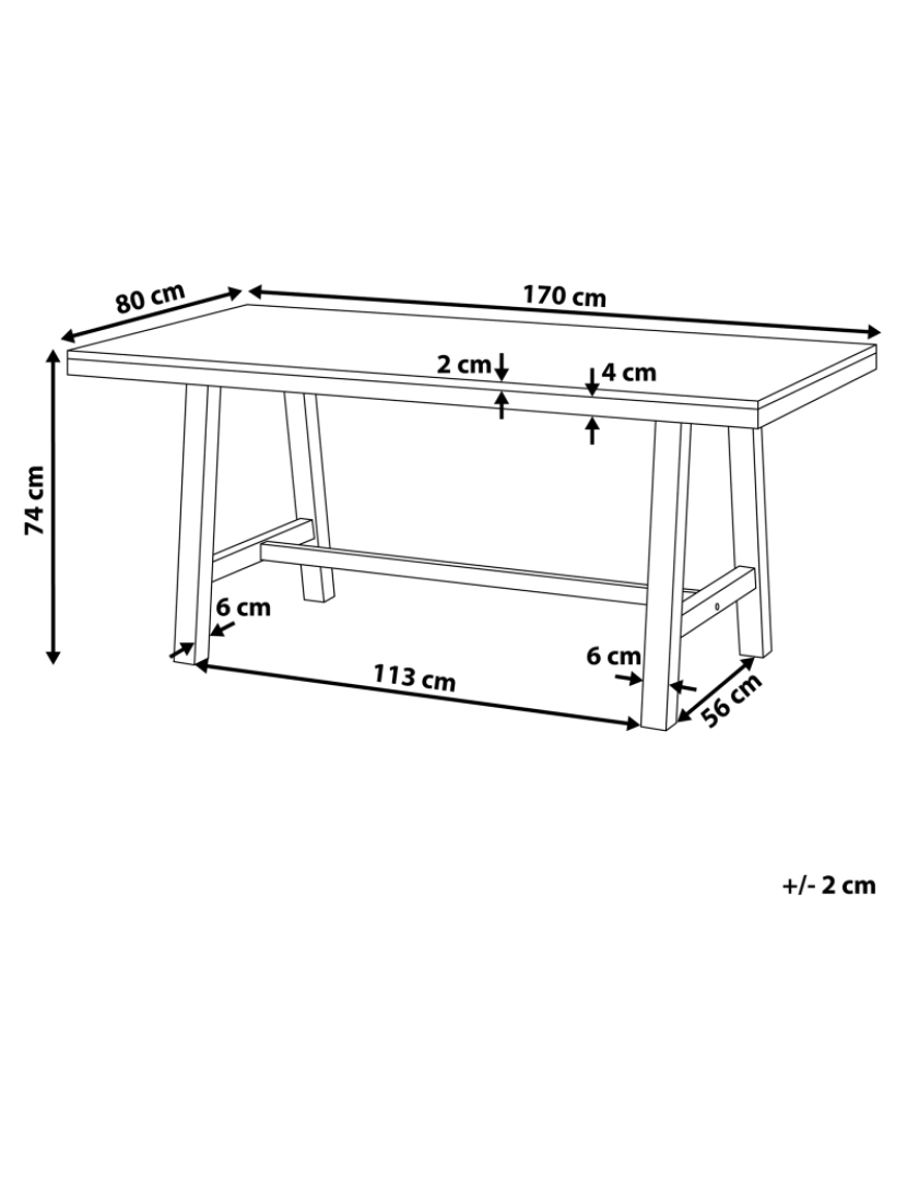 Beliani - Mesa de jardim 170 x 80 cm Madeira maciça Branco SCANIA