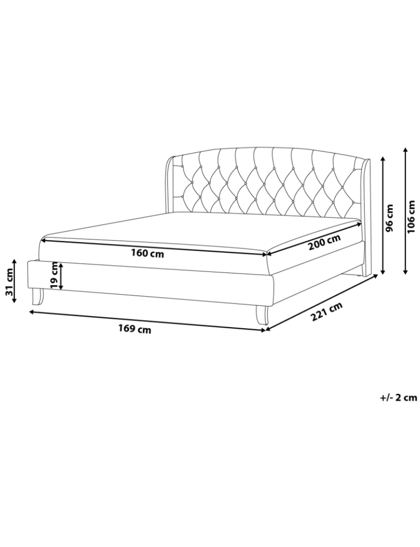 Beliani - Cama de casal em tecido creme 160 x 200 cm BORDEAUX