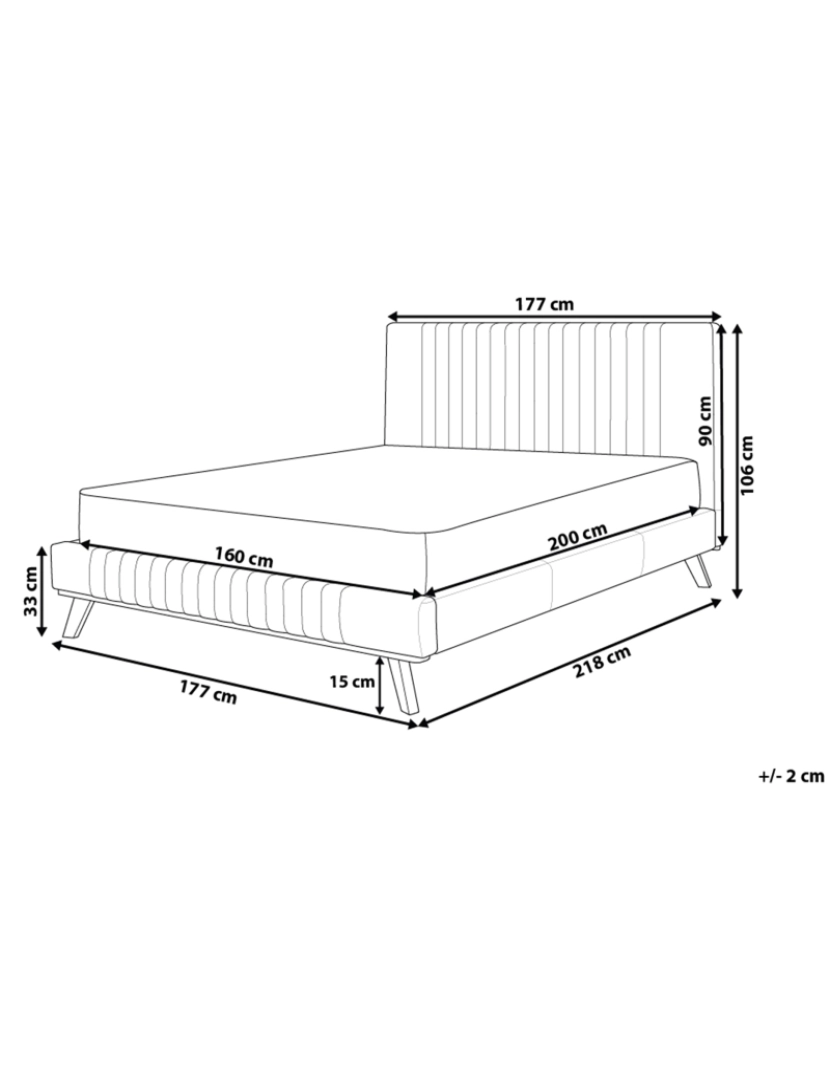 imagem de Cama de casal em chenille azul escura 160 x 200 cm TALENCE1