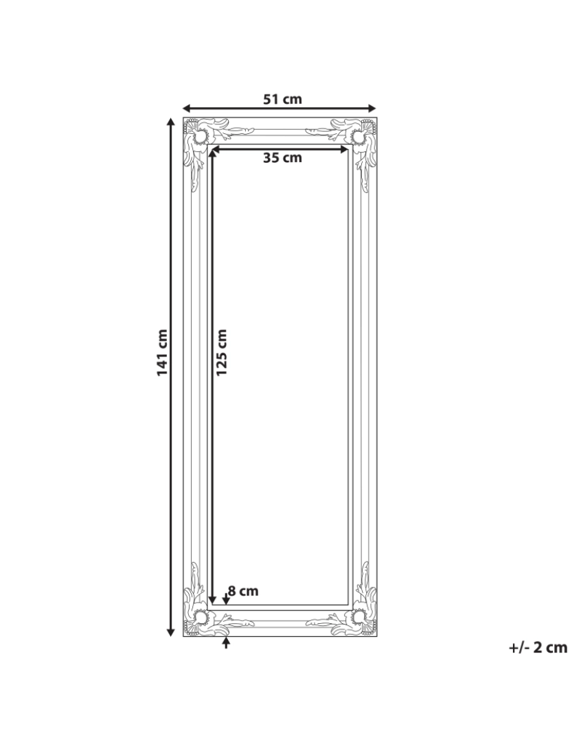 Beliani - Espelho 141 cm Prateado BELLAC