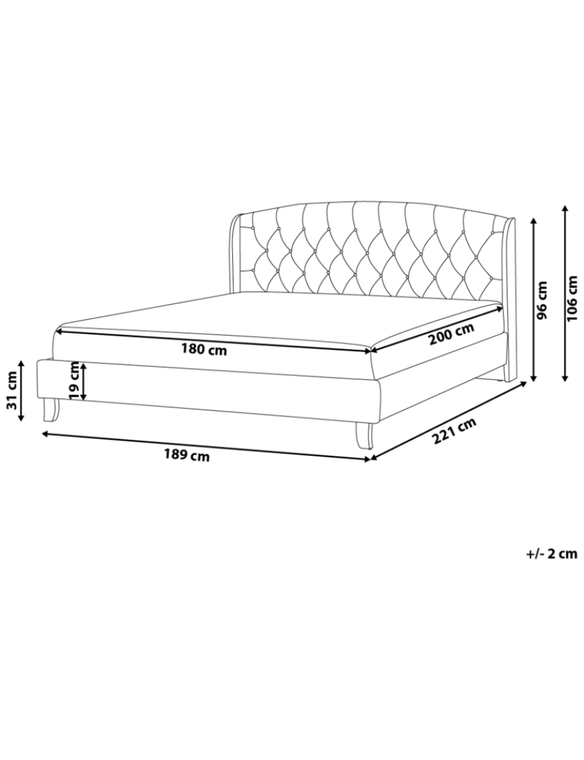 Beliani - Cama de casal em tecido creme 180 x 200 cm BORDEAUX