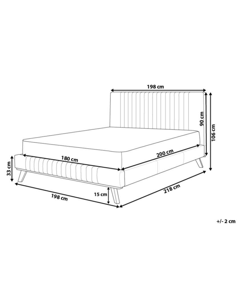 Beliani - Cama de casal em chenille creme clara 180 x 200 cm TALENCE