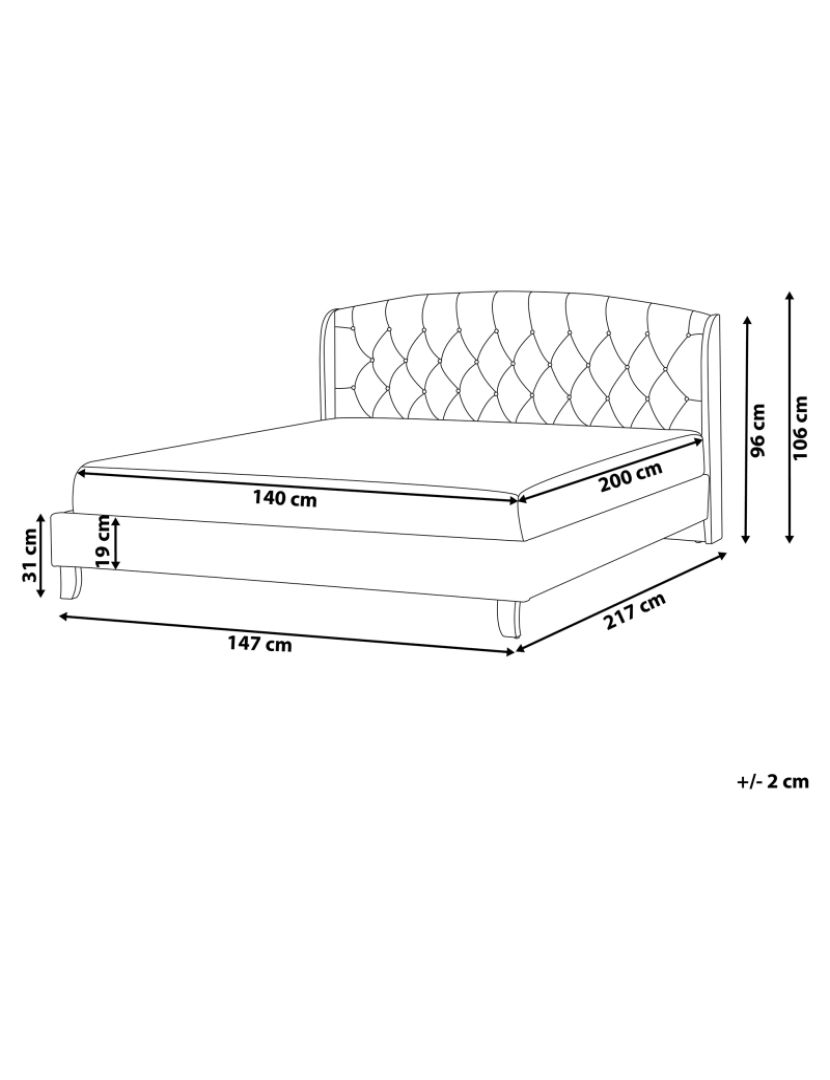 Beliani - Cama de casal em tecido creme 140 x 200 cm BORDEAUX