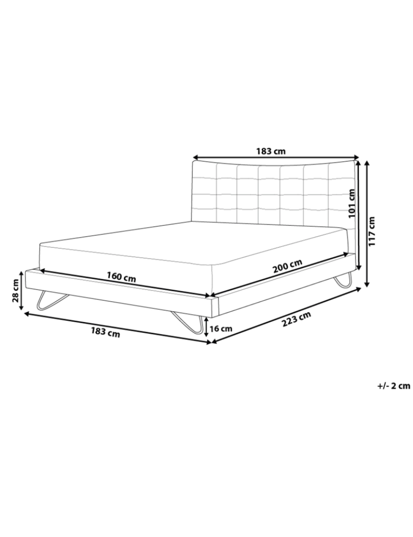 imagem de Cama de casal em tecido creme 160 x 200 cm LANNION1