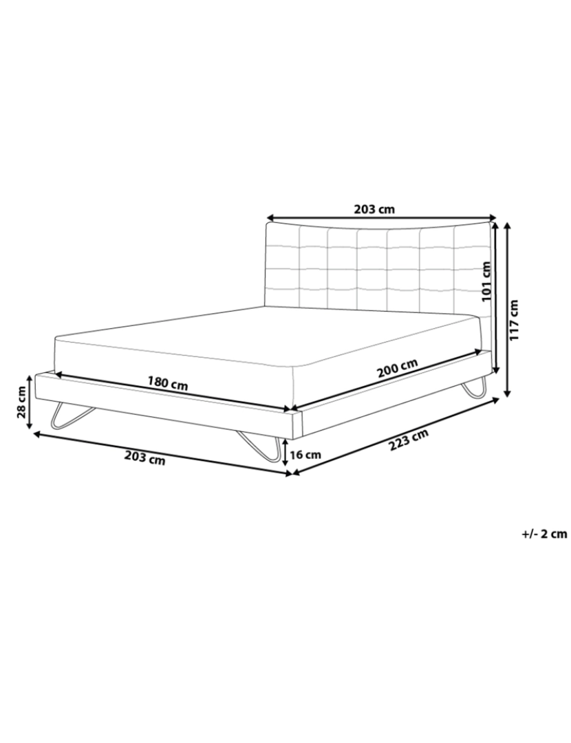 imagem de Cama de casal em veludo cinzento 180 x 200 cm LANNION1