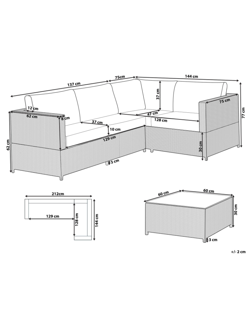 Beliani - Conjunto lounge Ratan sintético Cinzento AVOLA