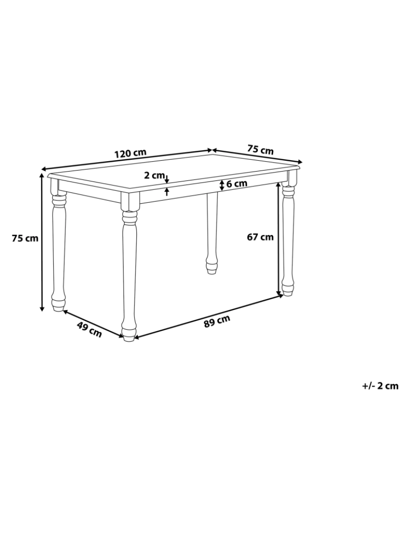 Beliani - Mesa de jantar branca 120 x 70 cm CARY