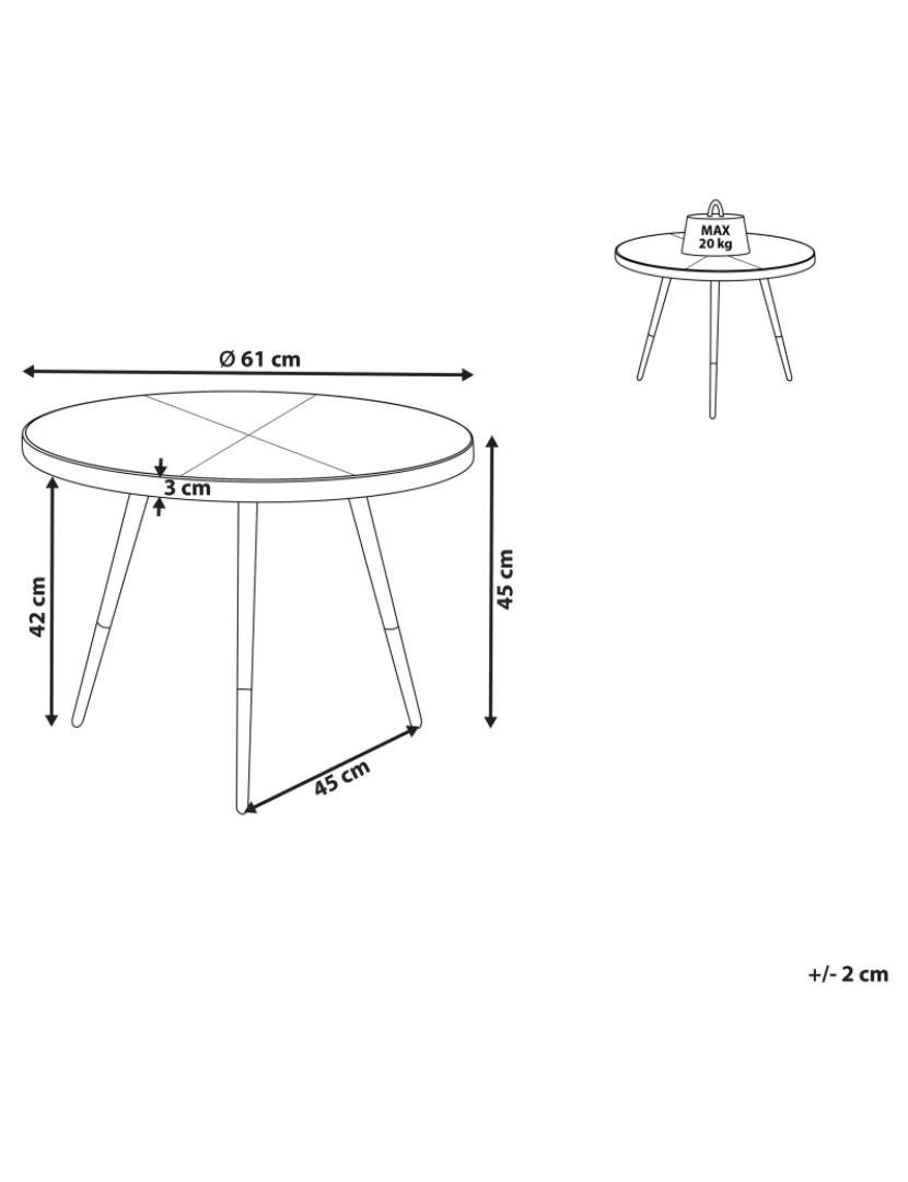 Beliani - Mesa de centro efeito de mármore branco com dourado RAMONA