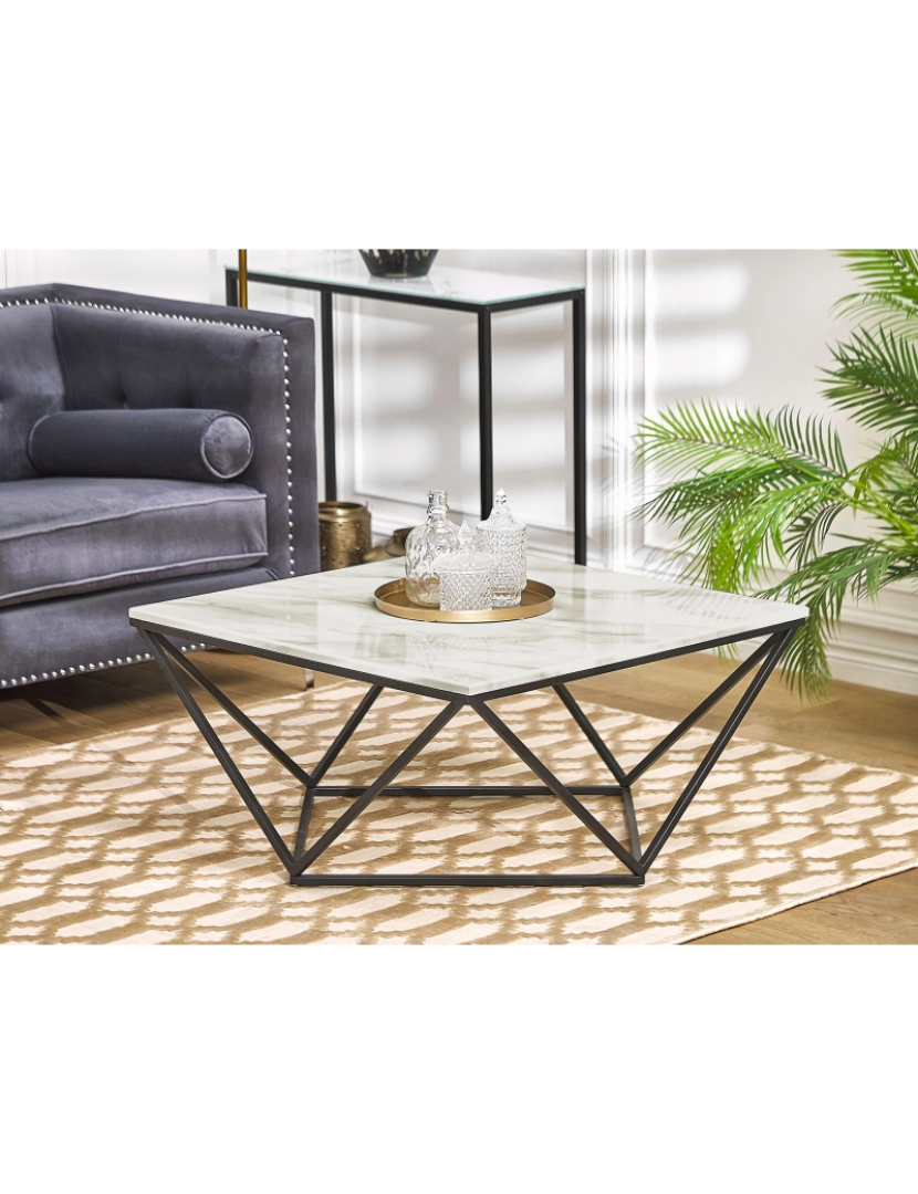 imagem de Mesa de centro efeito de mármore creme com preto MALIBU2