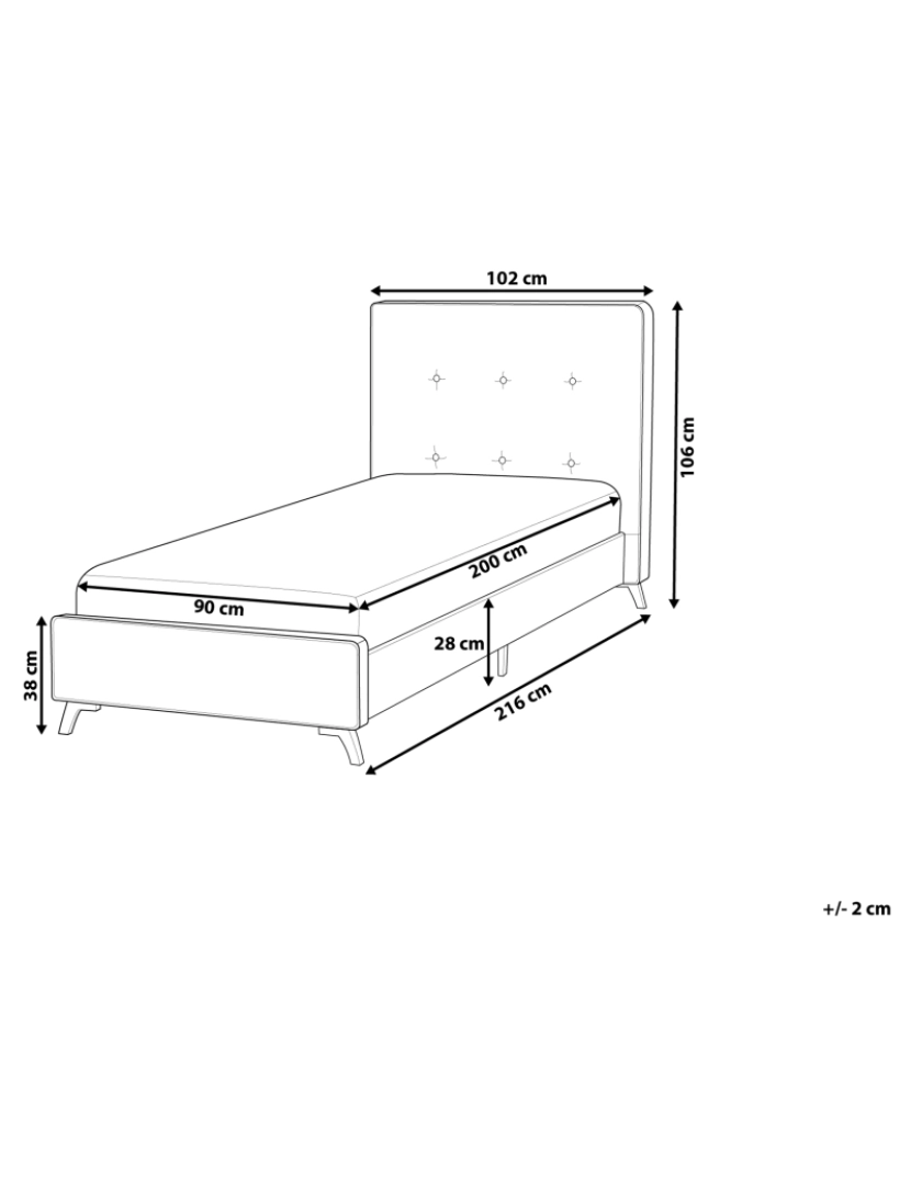 Beliani - Cama de solteiro em tecido creme 90 x 200 cm AMBASSADOR