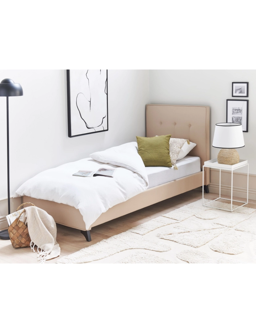 imagem de Cama de solteiro em tecido creme 90 x 200 cm AMBASSADOR2