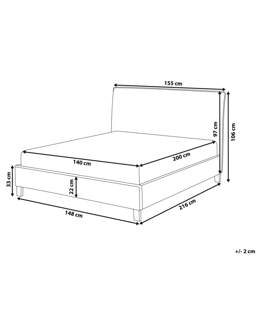 imagem de Cama de casal em tecido creme 140 x 200 cm SENNEZ1