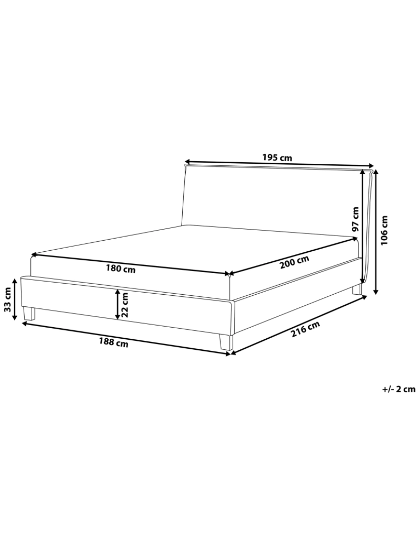 imagem de Cama de casal em tecido creme 180 x 200 cm SENNEZ1