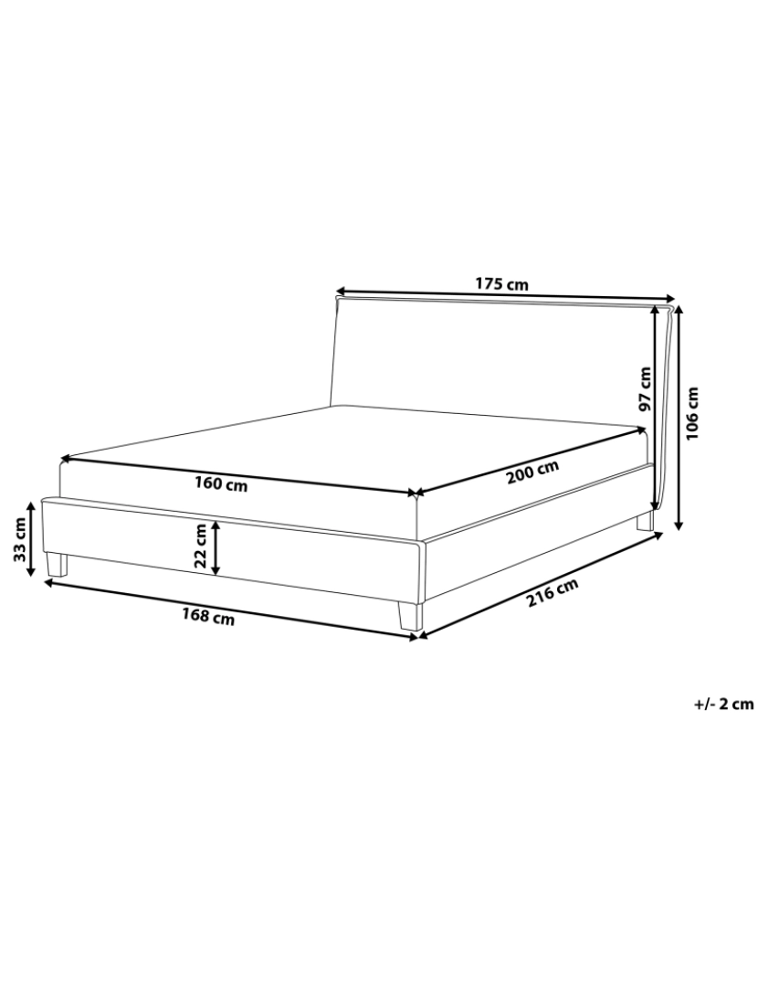 imagem de Cama de casal em tecido creme 160 x 200 cm SENNEZ1