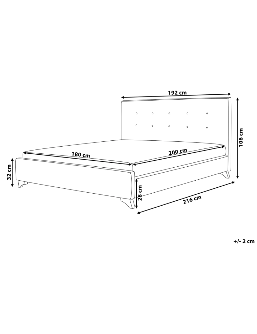 Beliani - Cama de casal em tecido preto 180 x 200 cm AMBASSADOR