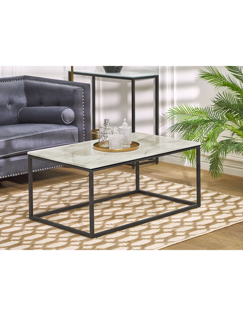 imagem de Mesa de centro efeito de mármore creme com preto DELANO2