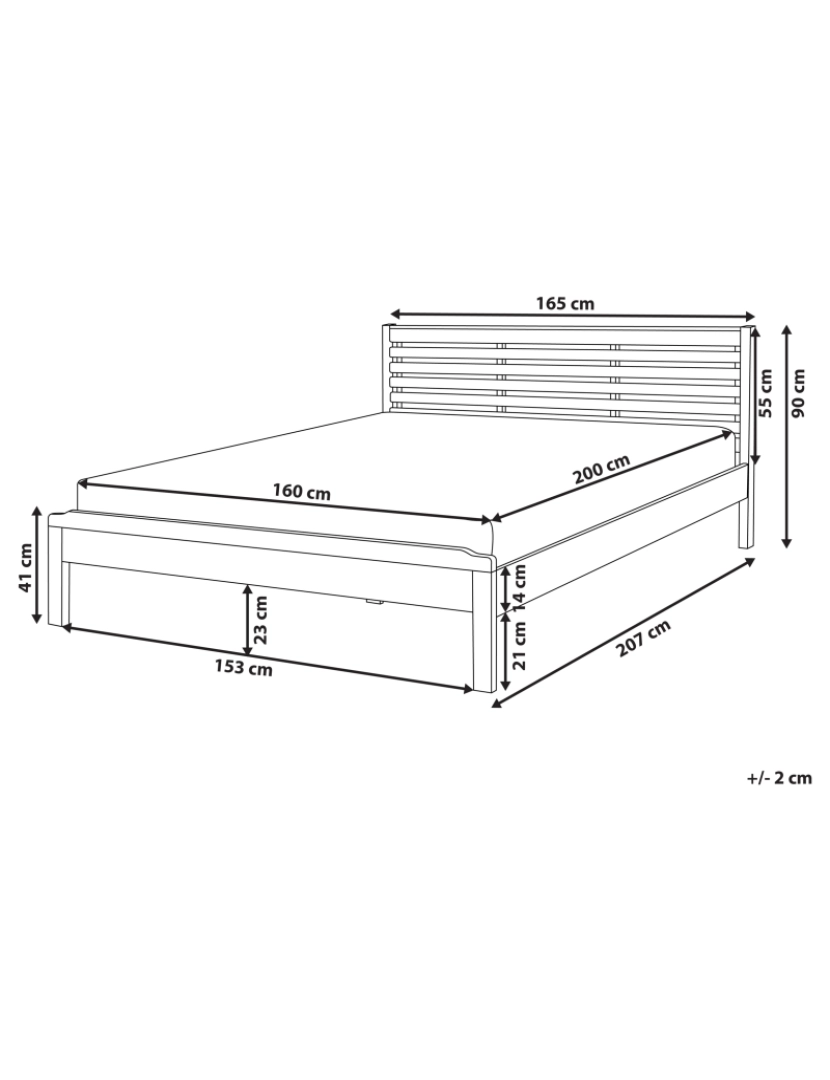 Beliani - Cama de casal em madeira escura 160 x 200 cm CARNAC