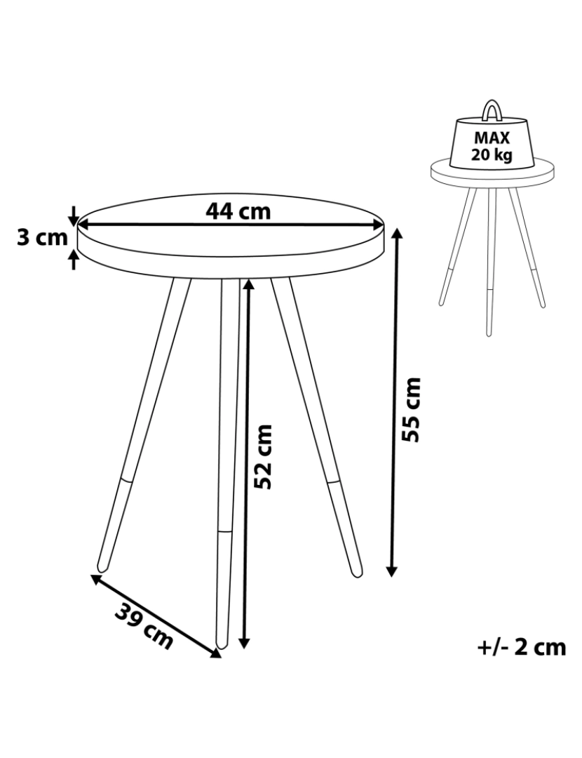 imagem de Mesa de apoio castanha com pés pretos e dourados RAMONA1