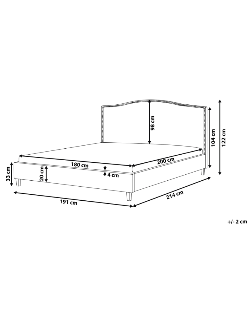 imagem de Cama de casal com iluminação LED branca em tecido cinzento escuro 180 x 200 cm MONTPELLIER1