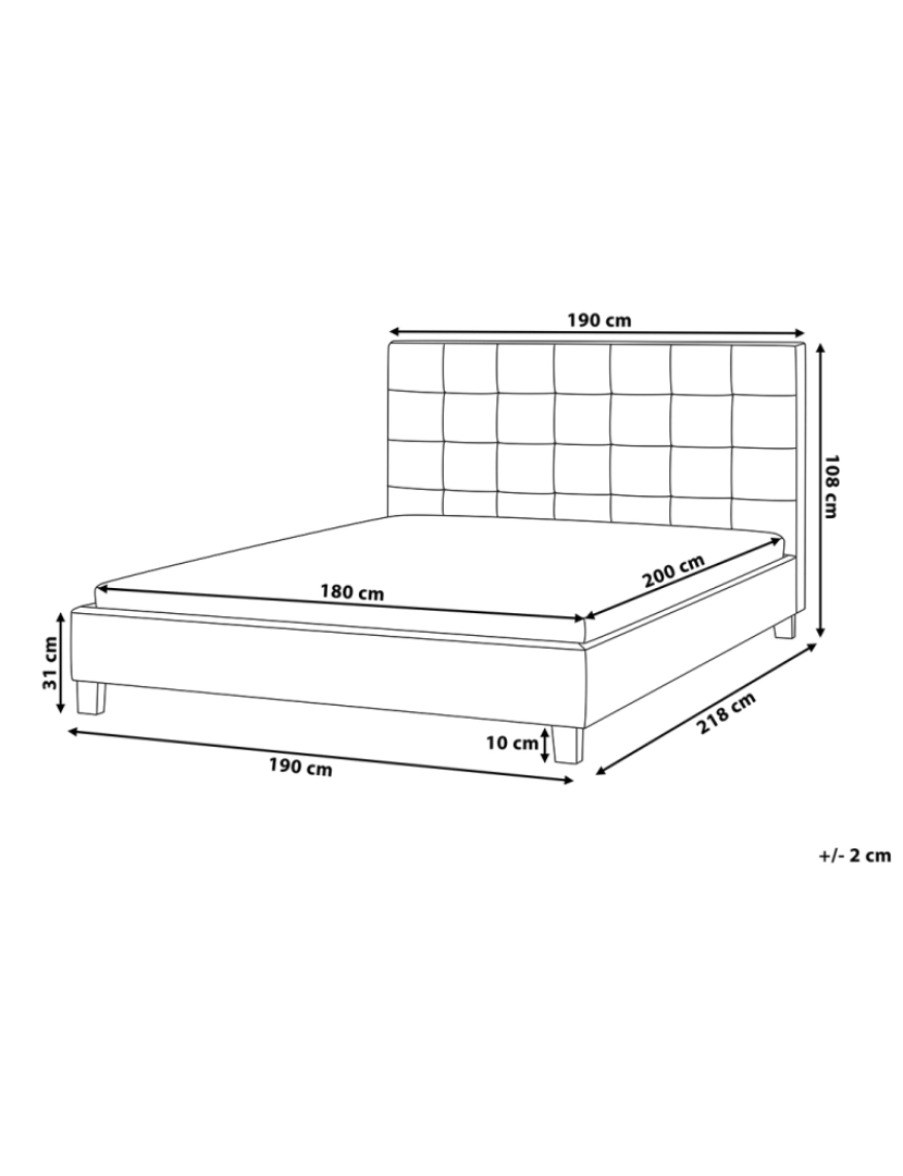 Beliani - Cama de casal em tecido cinzento claro 180 x 200 cm LA ROCHELLE