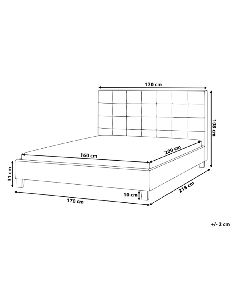 Beliani - Cama de casal em tecido cinzento claro 160 x 200 cm LA ROCHELLE