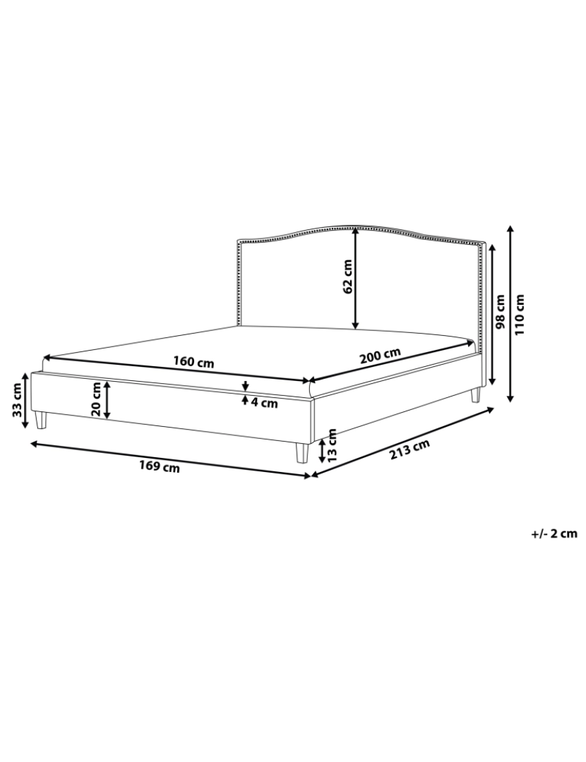 Beliani - Cama de casal com iluminação LED branca em tecido cinzento escuro 160 x 200 cm MONTPELLIER