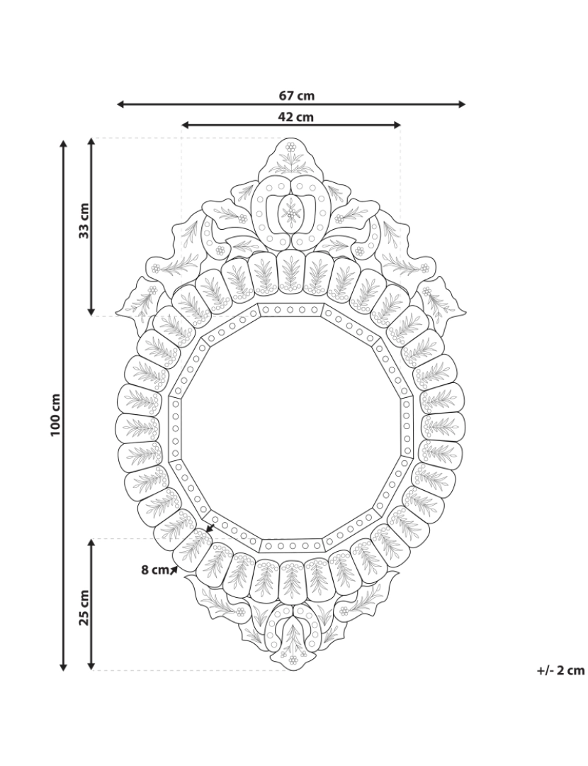 Beliani - Espelho 100 cm Prateado CRAON