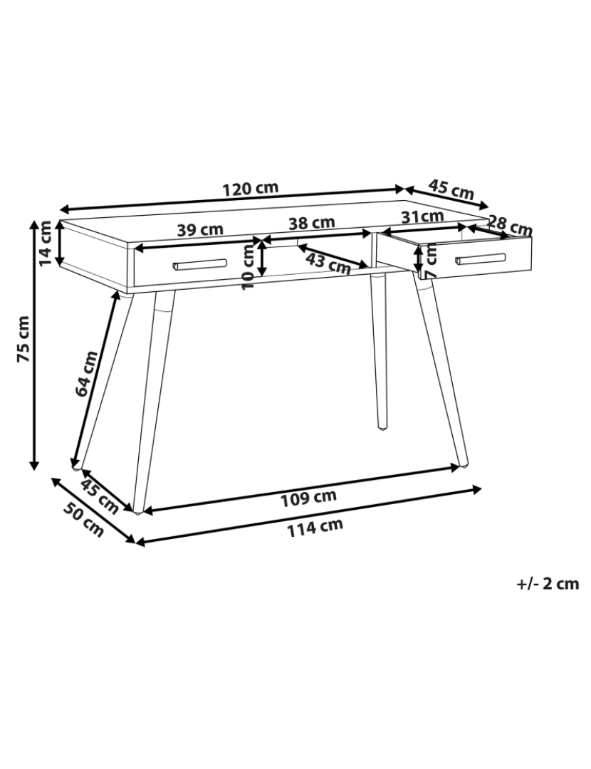 Beliani - Secretária 120 x 45 cm Branco FRISCO