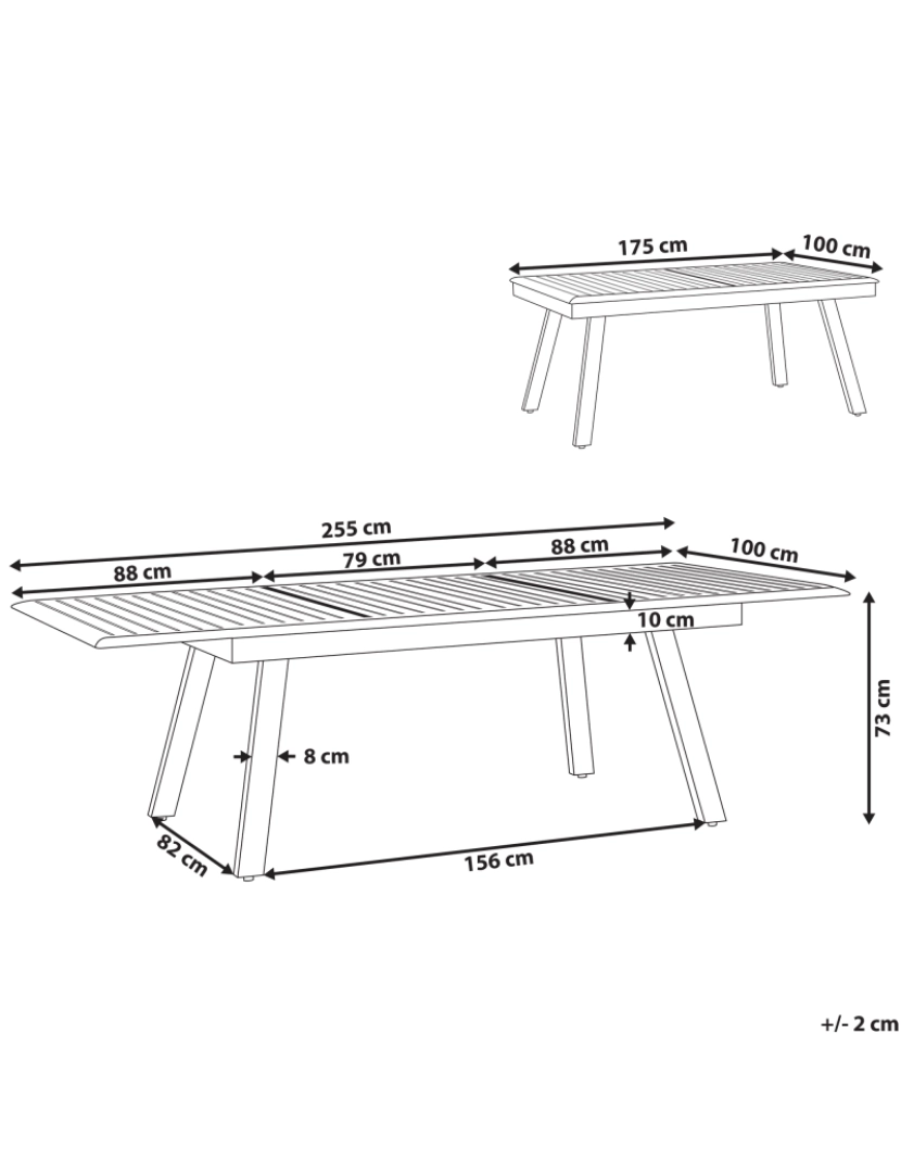 imagem de Mesa de jardim 175/225 x 80 cm Metal Cinzento claro PERETA1