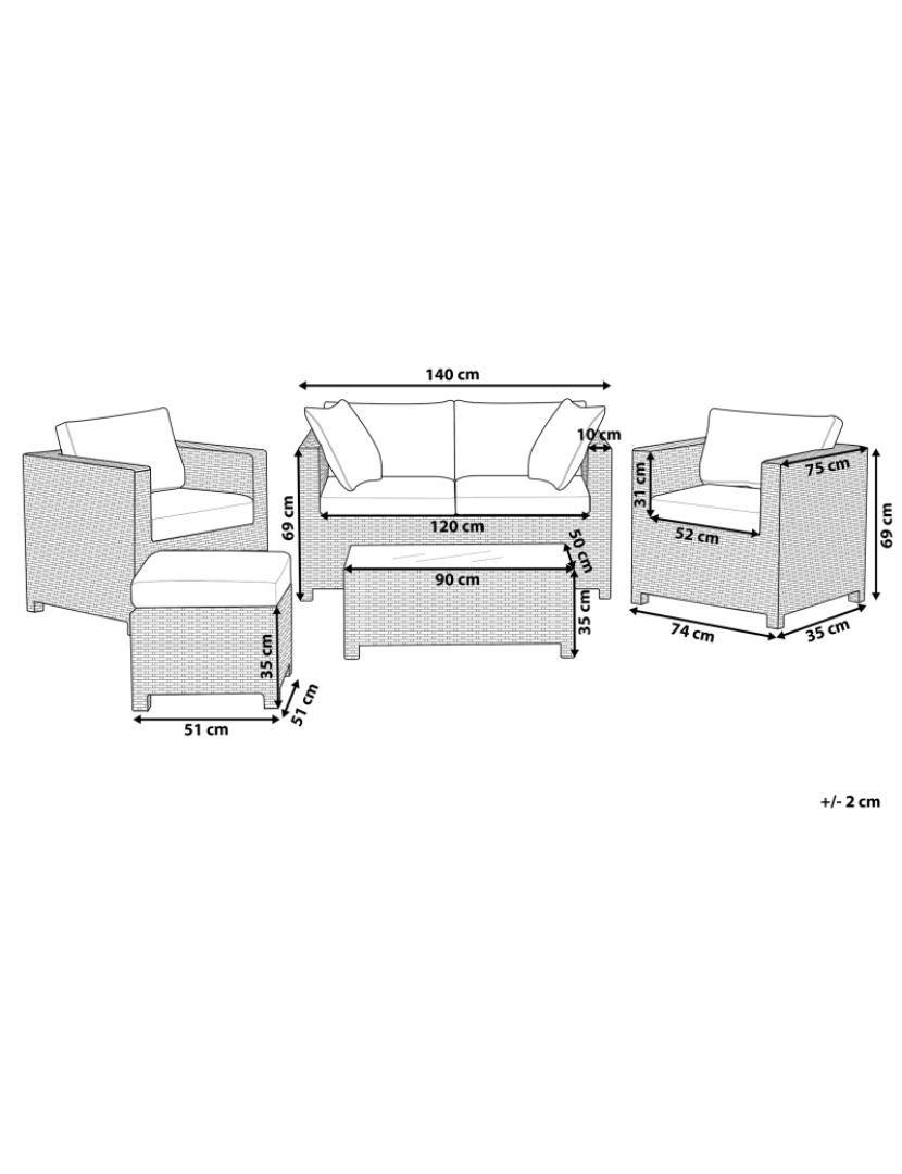 Beliani - Conjunto lounge Ratan sintético Cinzento claro MILANO