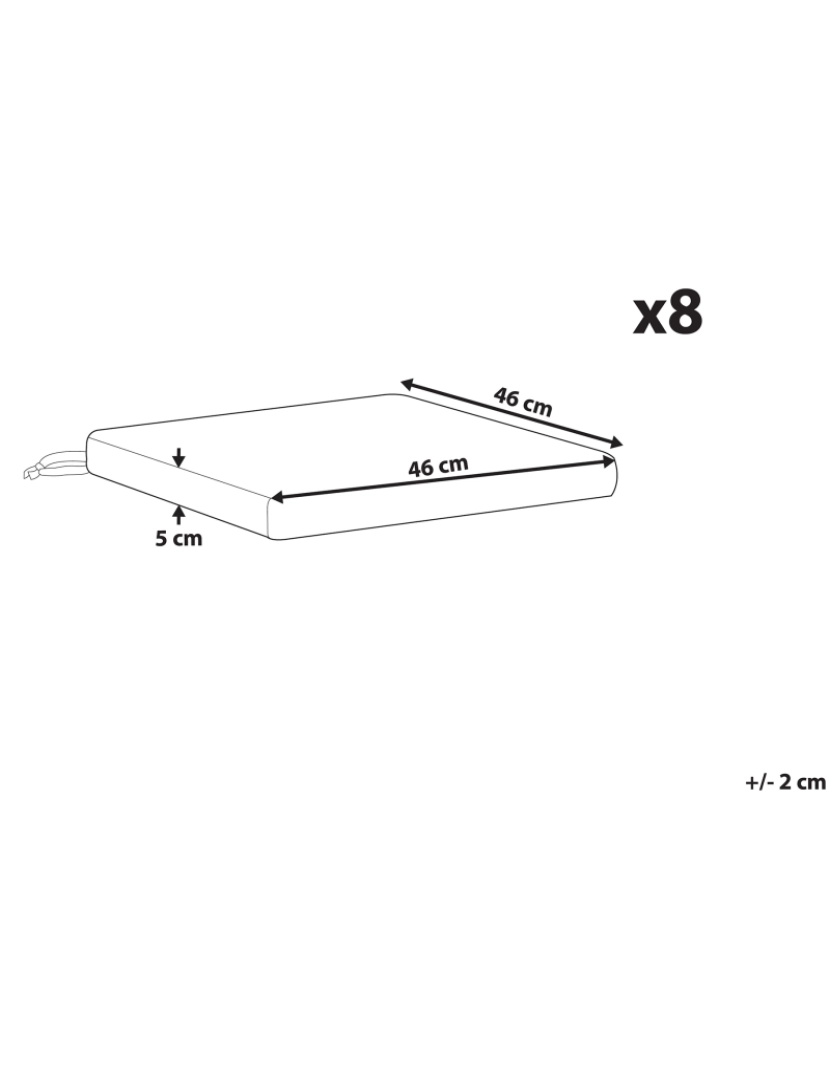 Beliani - Conjunto de 8 almofadas para cadeiras de jardim taupe SASSARI