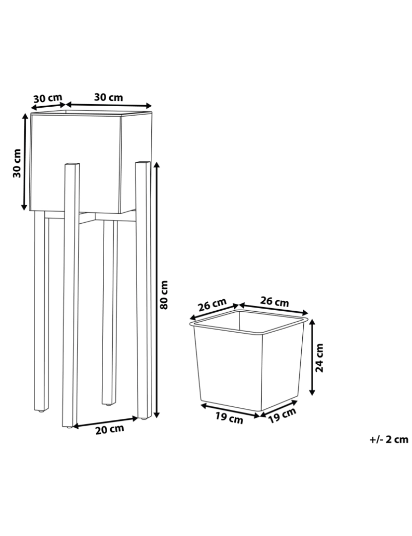 Beliani - Vaso para plantas com pernas de madeira cinzento 30 x 30 x 95 cm DRIMOS