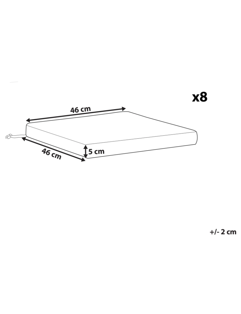 Beliani - Conjunto de 8 almofadas para cadeira de jardim cinzentas SASSARI
