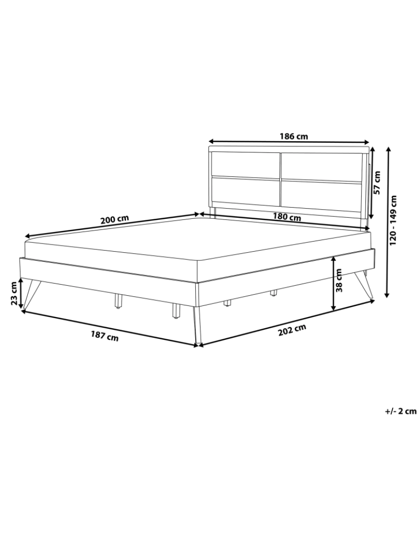 imagem de Cama de casal castanho escuro 180 x 200 cm POISSY1