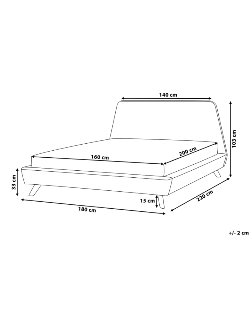 Beliani - Cama de casal em veludo preto 160 x 200 cm VIENNE