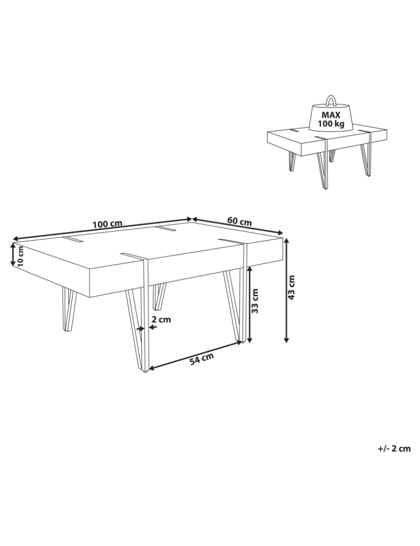 imagem de Mesa de centro em castanho 60 x 100 cm ADENA1