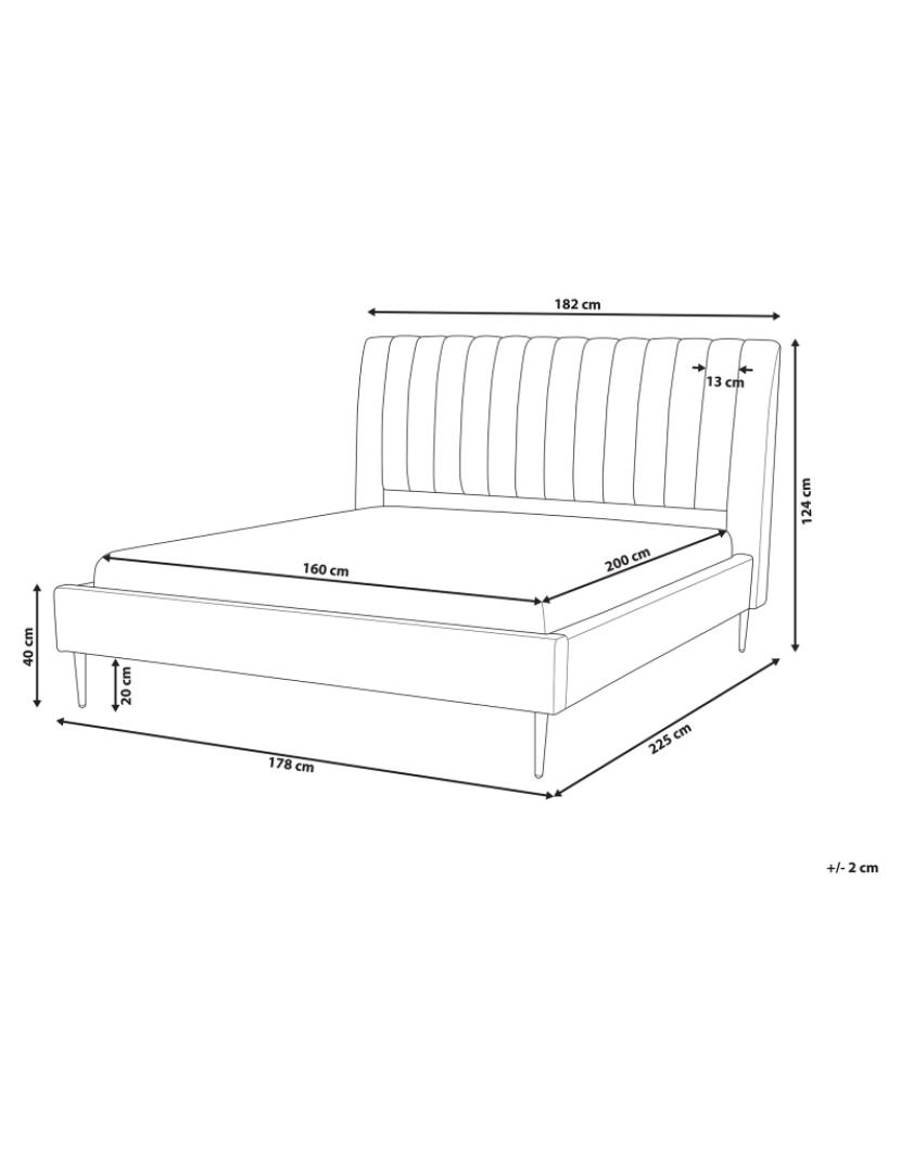 imagem de Cama de casal em veludo azul marinho 160 x 200 cm MARVILLE1